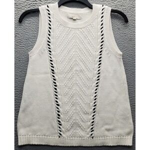 LOFT Sweater Vest‎ Womens Small Tan Chunky Knitted Soft Warm Stretch Sleeveless